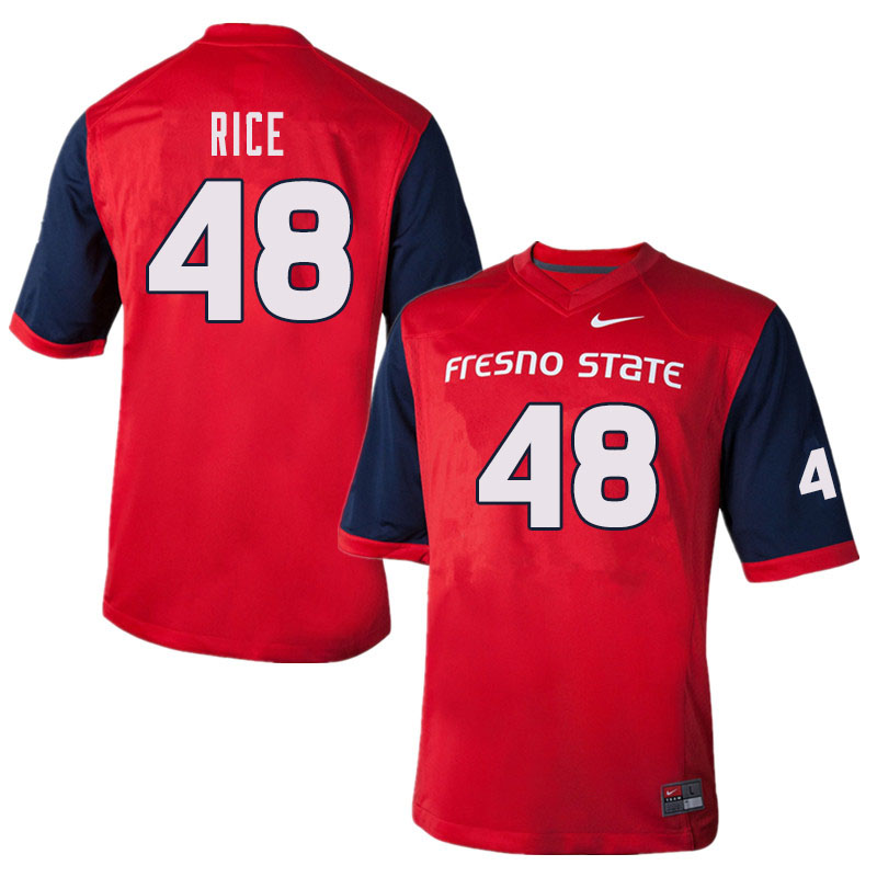 Men #48 Jack Rice Fresno State Bulldogs College Football Jerseys Sale-Red - Click Image to Close